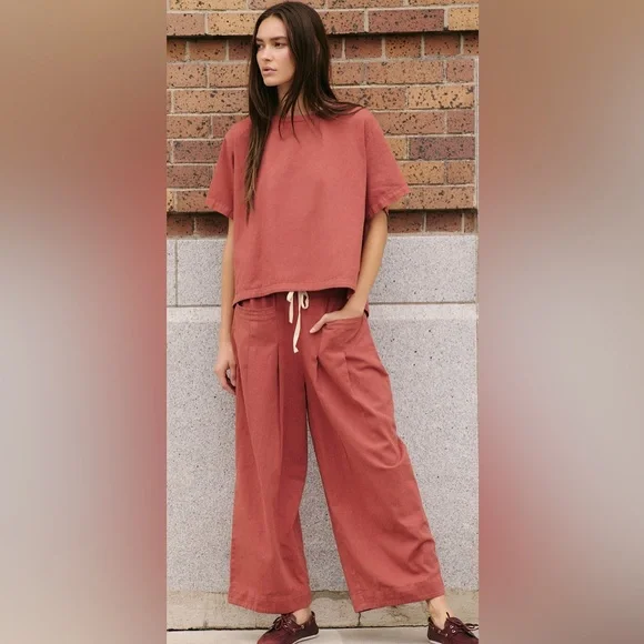 Free People Day in the Life Slouchy Pleated Barrel Burnt Henna Boho Pants XS - Picture 1 of 7